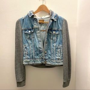 American Eagle denim hoodie jacket streetwear - small
